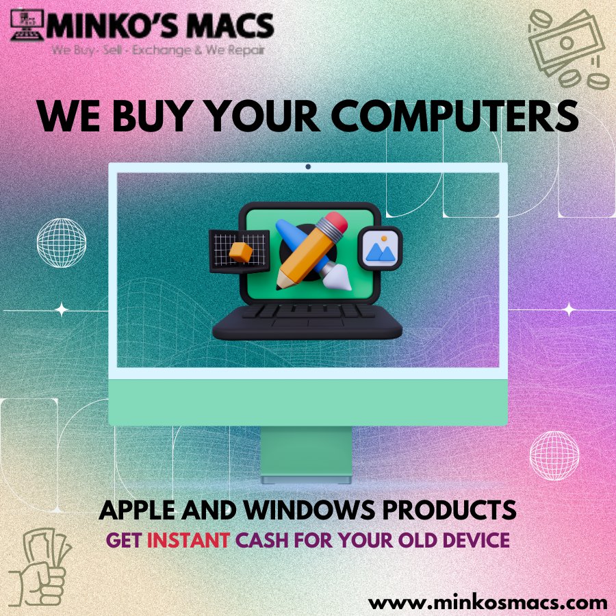 MinkosMacs's tweet image. We buy Apple &amp;amp; Windows devices — get instant cash for your old laptop or desktop. Call 020 8542 8635 or visit minkosmacs.com. #WeBuyComputers #MinkosMacs