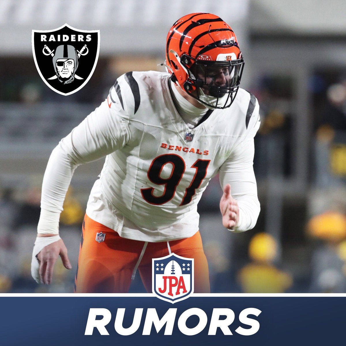 JPAFootball (@jasrifootball) on Twitter photo 𝗥𝗨𝗠𝗢𝗥𝗦: The #Raiders are considered the “front runners” for #Bengals superstar pass rusher Trey Hendrickson, an NFL executive told <a href="/HondoCarpenter/">Hondo Carpenter</a> 
“In a conversation with an NFL executive on Tuesday, I was informed, “I have no doubt the Raiders are the frontrunners. Tom 𝗥𝗨𝗠𝗢𝗥𝗦: The #Raiders are considered the “front runners” for #Bengals superstar pass rusher Trey Hendrickson, an NFL executive told <a href="/HondoCarpenter/">Hondo Carpenter</a> 
“In a conversation with an NFL executive on Tuesday, I was informed, “I have no doubt the Raiders are the frontrunners. Tom