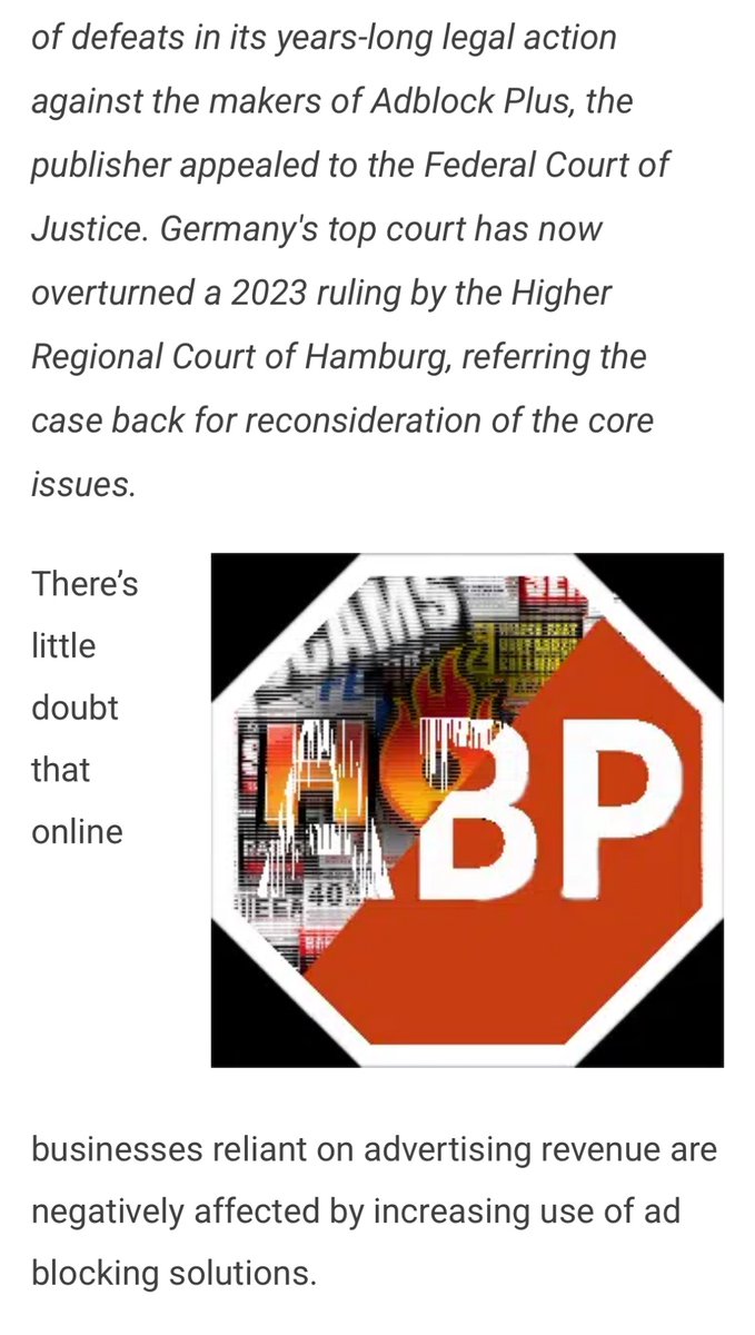'Ad Blocking is Not Piracy' Decision Overturned By Top German Court 

torrentfreak.com/ad-blocking-is…