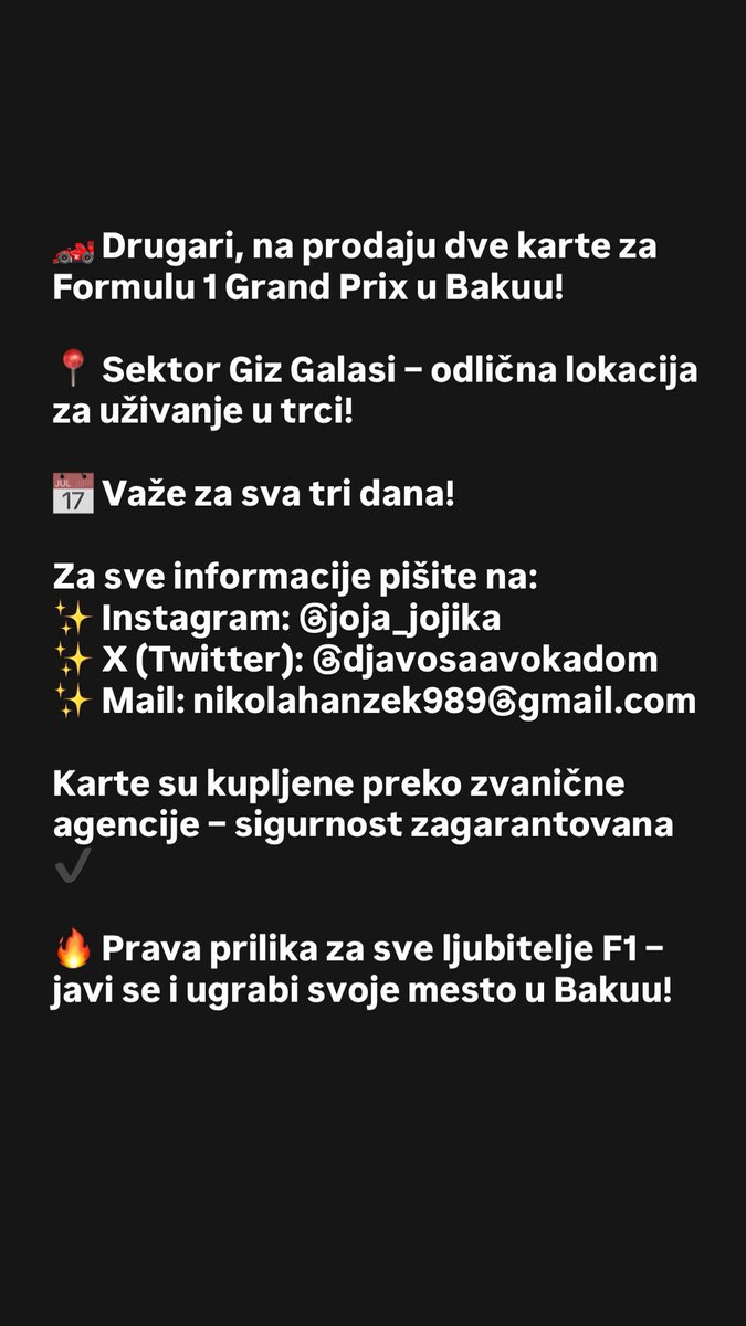 Drugari, jedan oglas za zajednicu #lap76 #F1 <a href="/infinitylighths/">Infinity Lighthouse</a> <a href="/serceg/">Srdjan Erceg</a> . Može RT. ♥️🏎️