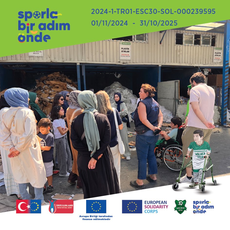 024-1-TR01-ESC30-SOL-000239595 sözleşme numaralı Sporla Bir Adım Önde ESC30 projemizin "Geri Dönüşüm Tesis Ziyareti etkinliğini tamamladık. We completed the Recycling Facility Visit activity of our ESC30 project One Step Ahead with Sport with contract number