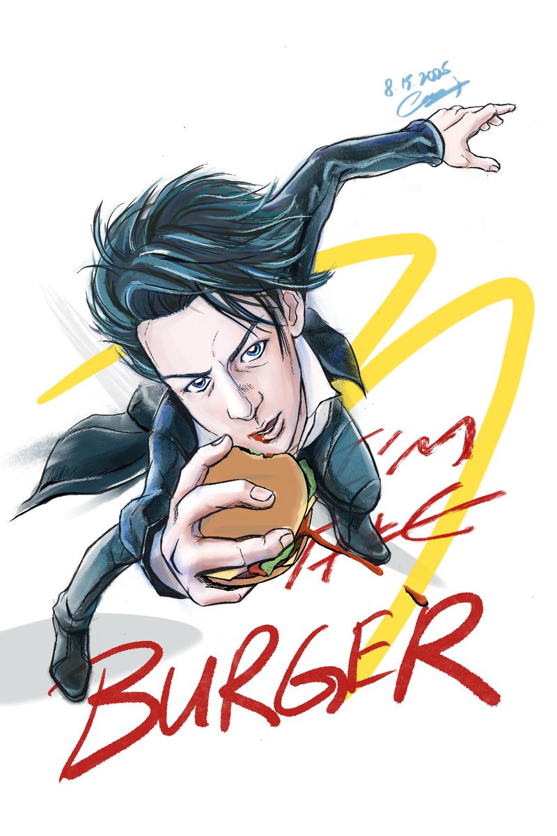 CamuiUsagi's tweet photo. RYUICHI が”どちらも食べたい”のイメージを描いてみます🧀🧀🍔
#LUNACHEE 
#LUNASEA 
#ROSIER
#マクドナルド
#ルナフェス https://t.co/qhiuMyADEO