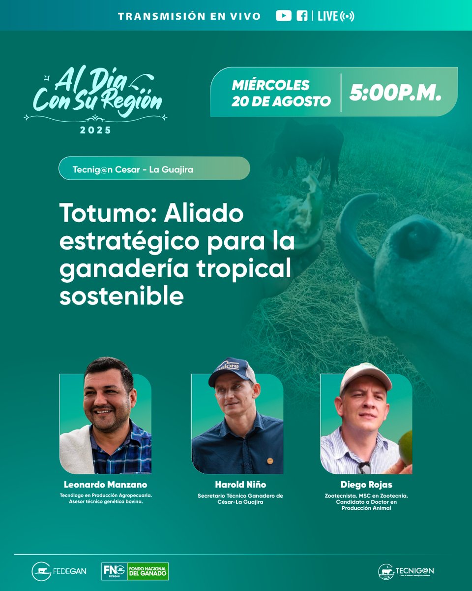 FEDEGAN (@fedegan) on Twitter photo 📢 HOY 📢 Al día con su región 🌞
Nos encontraremos en una nueva transmisión con los expertos "TOTUMOLOGOS" de Colombia.
⏰ 5:00 p.m.
En vivo a través de nuestro canal de YouTube
youtube.com/live/8D3rz-rxd…
#ConstruyendoGanaderia <a href="/jflafaurie/">José Félix Lafaurie</a> 📢 HOY 📢 Al día con su región 🌞
Nos encontraremos en una nueva transmisión con los expertos "TOTUMOLOGOS" de Colombia.
⏰ 5:00 p.m.
En vivo a través de nuestro canal de YouTube
youtube.com/live/8D3rz-rxd…
#ConstruyendoGanaderia <a href="/jflafaurie/">José Félix Lafaurie</a>