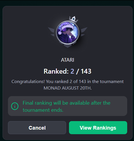 Monad Poker, My Rank : 2/143 
<a href="/monad/">Monad ⨀</a>