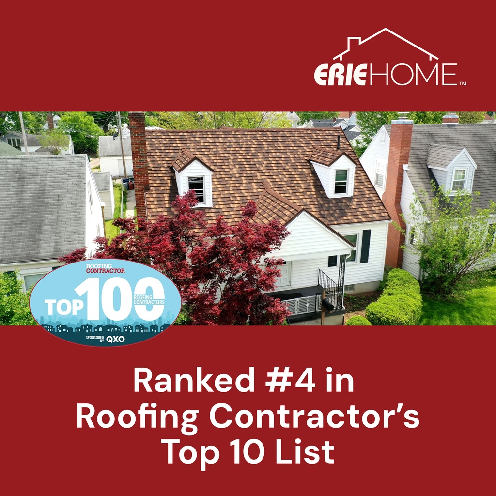 Erie Home is ranked #4 in Roofing Contactor’s 2025 list of the top 10 roofing contractors in the nation! We are the first primarily residential roofing company on the list. Thank you to our team &amp; the homeowners who choose Erie Home. 

#ErieHome #Roofing #RoofingContractor