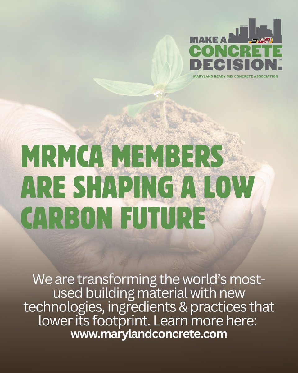 Maryland Ready Mix Concrete Association (MRMCA) (@mdreadymixassn) on Twitter photo ♻️ Maryland’s ready mix producers are cutting #concrete’s #carbonfootprint while keeping it strong, durable & local. #Sustainable innovation starts at the foundation, <a href="/GovWesMoore/">Governor Wes Moore</a>.
Learn more: ow.ly/9VJH50WGjZ9
MAKE A CONCRETE DECISION.® ♻️ Maryland’s ready mix producers are cutting #concrete’s #carbonfootprint while keeping it strong, durable & local. #Sustainable innovation starts at the foundation, <a href="/GovWesMoore/">Governor Wes Moore</a>.
Learn more: ow.ly/9VJH50WGjZ9
MAKE A CONCRETE DECISION.®