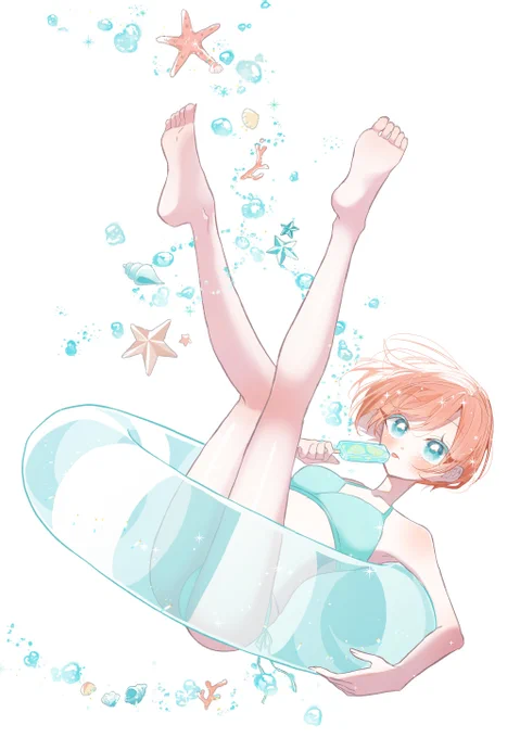 好きなように描くとほぼ100%で水色系のイラストになる