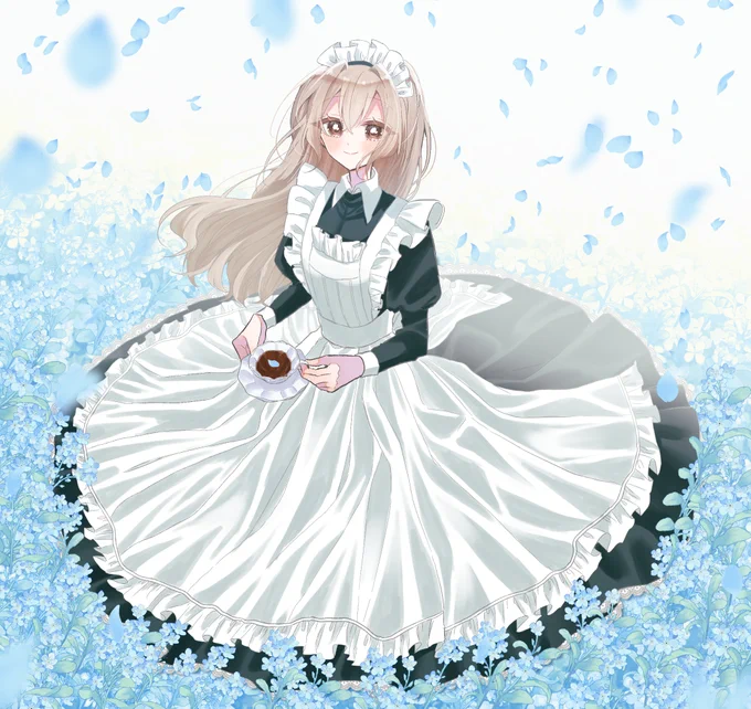 好きなように描くとほぼ100%で水色系のイラストになる