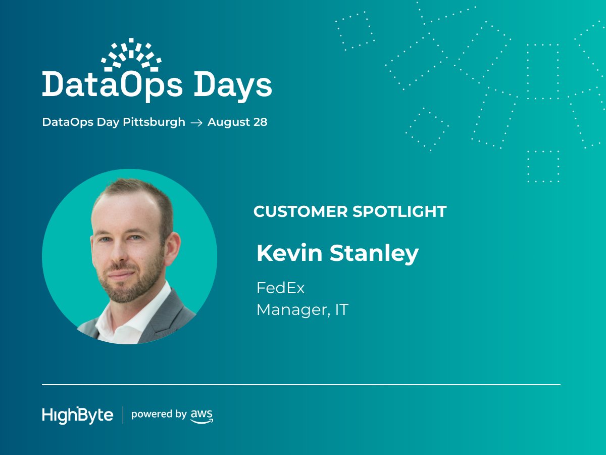 🚨 We’re just 8 days away from #DataOps Day Pittsburgh! 

🎤 Kevin Stanley, Manager of IT at <a href="/FedEx/">FedEx</a>, will take the stage on Aug 28 to share how his team is using the Intelligence Hub to turn raw industrial data into actionable insights. Don't miss it. 🎟️👇
bit.ly/3V7jzZb