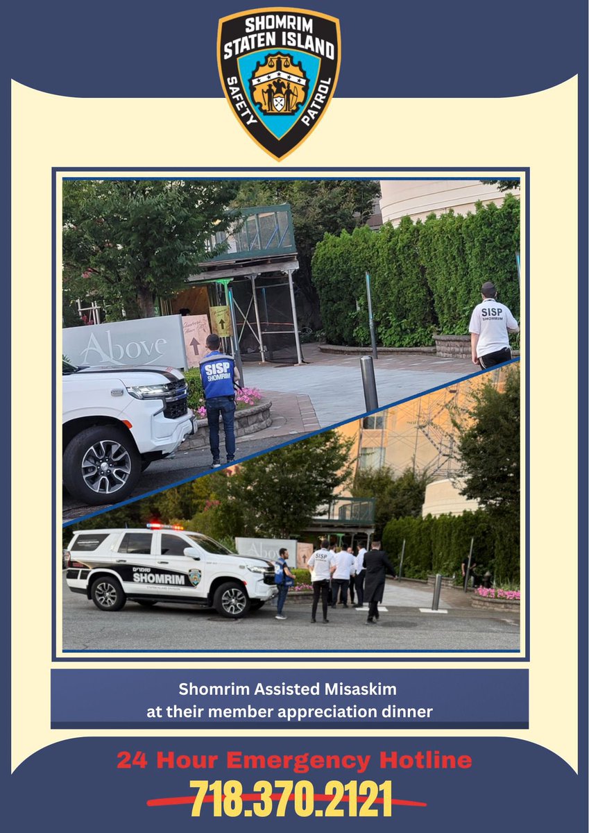 Staten Island Shomrim was honored to assist our friends at <a href="/misaskim/">Misaskim</a> with public safety and crowd control at their beautiful Member Appreciation Dinner. Working together with other organizations for the good of the community is what makes us strong. #Achdus #TeamWork #ItsWhatWeDo