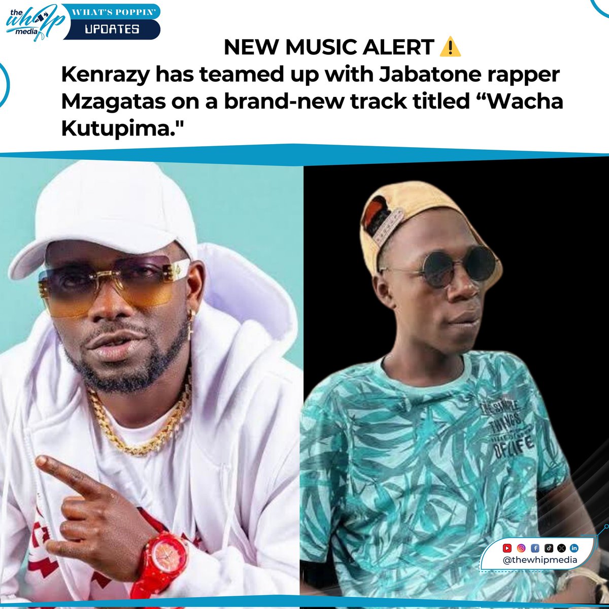 Kenrazy is back, and this time he’s linking up with Jabatone’s very own Mzagatas for a fresh banger titled “Wacha Kutupima” . 

#thewhipmedia #whatspoppinupdates
#WachaKutupima #Kenrazy #Mzagatas  <a href="/KenRazy/">KENRAZY</a>