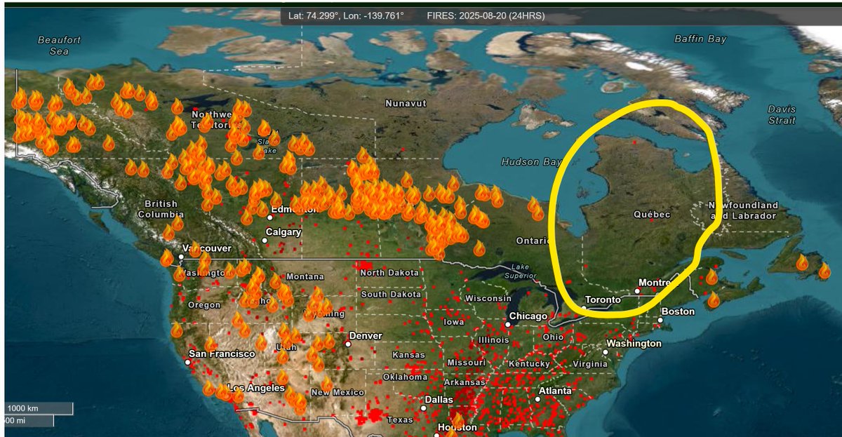 Quebec is the only jurisdiction in North America that doesn't spray its forests with glyphosate 

for "forest management"

It lets its fires burn

Now.... check out the fire map: