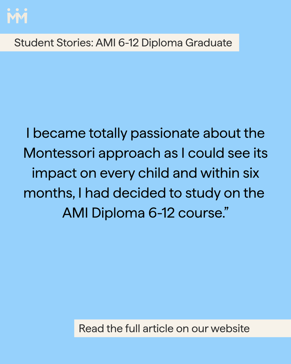 Charlie graduated with an AMI 6-12 Diploma in 2021 and is now Lead Teacher of one of our Upper Elementary classes at the Maria Montessori School. Read about his experience on the course and beyond bit.ly/4mpLBv6 #montessorielementary #montessori6to12 #montessoridiploma