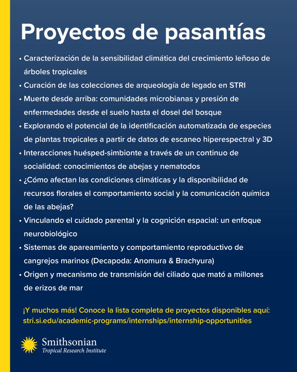 stri_panama's tweet photo. 🚨 Applications are open for STRI’s internship program! 

📅 Deadline October 15, 2025

https://t.co/9Dudnt6wBT

🚨 ¡La convocatoria está abierta para el programa de pasantías de STRI! 

📅 Fecha límite 15 de octubre de 2025

https://t.co/lhTQMwL1Az https://t.co/ovW8LDuPB7