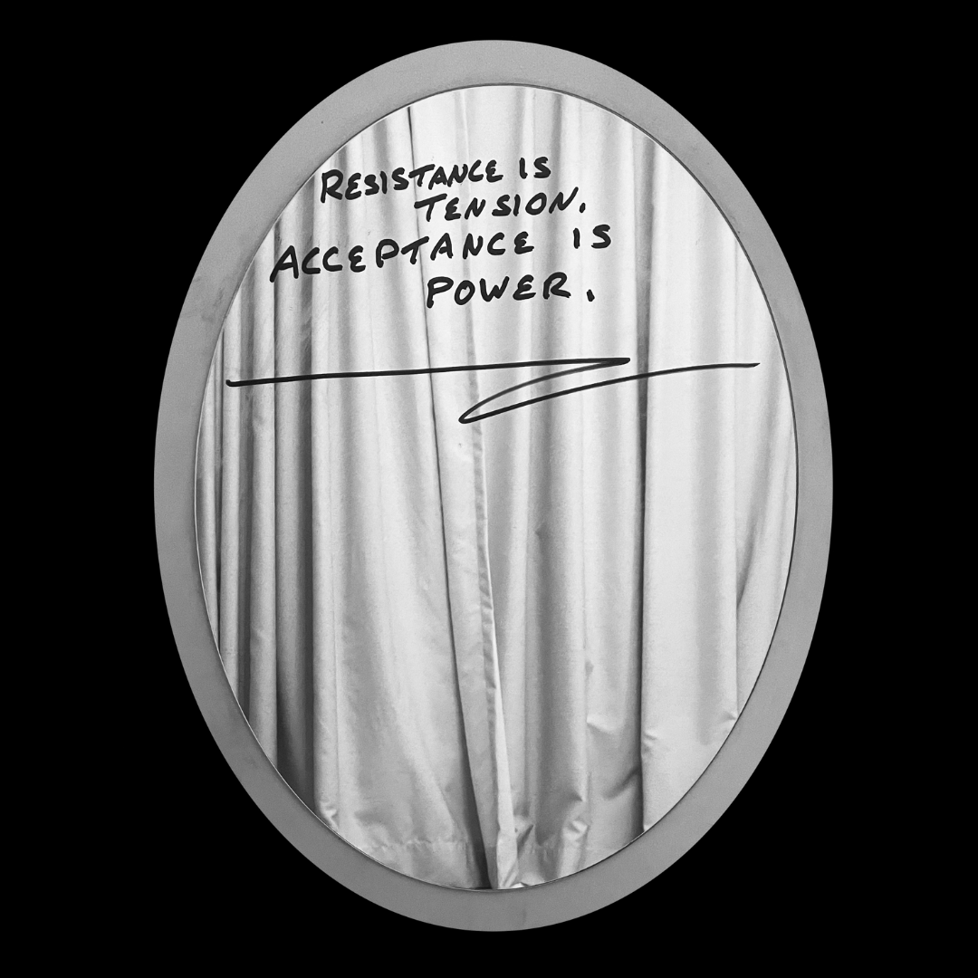 MoffatClay's tweet photo. Mirror Mirror #105  

"Resistance is tension.  Acceptance is power."  

Tension burns energy.  
Power comes when you stop fighting reality.  

Accept it...  
And you can finally move it.  
#themirrortest #claysays #trusttrap https://t.co/m89ZNLMTuK