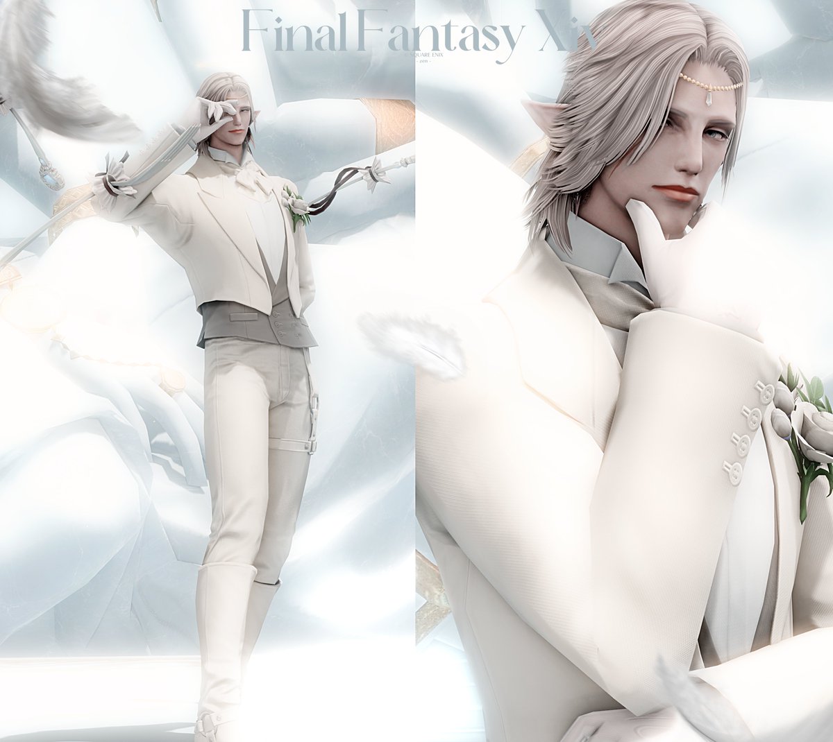 〔　白に溶けゆく想いは、深空よりも遠く　〕  
-  
#本日のエレゼン #エレオス #エレゼン
#FF14 #FF14SS #Elezen