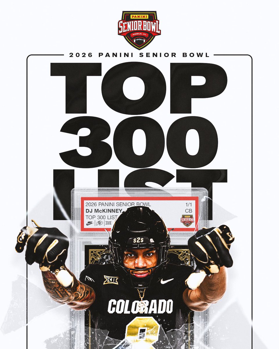 Colorado Buffaloes Football (@cubuffsfootball) on Twitter photo 🔒⬇️
DJ McKinney has been named to the 2026 Panini Senior Bowl Top 300 Watch List
<a href="/DjMcKinney22/">Dylahn (DJ) McKinney</a> x #GoBuffs
buffs.me/45yyXT6 🔒⬇️
DJ McKinney has been named to the 2026 Panini Senior Bowl Top 300 Watch List
<a href="/DjMcKinney22/">Dylahn (DJ) McKinney</a> x #GoBuffs
buffs.me/45yyXT6