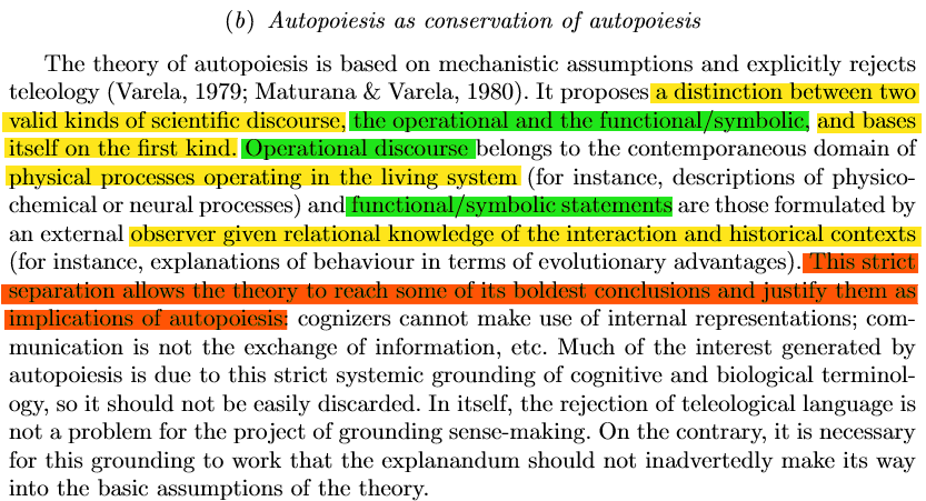 This difference between the #physical (operational) and #symbolic (functional) is often ignored in most contemporary discourse about #life and #mind.

Not *all* of life involves #teleology.

Ezequiel Di Paolo
Autopoiesis, Adaptivity, Teleology, Agency-2005
researchgate.net/publication/22…