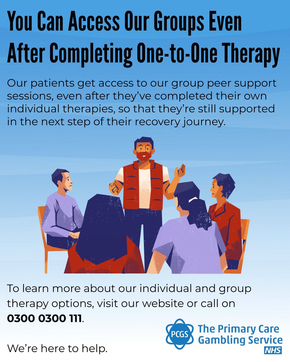 We know the power of peer support when recovering from gambling harm. That's why our patients can join our group sessions even after they've finished their individual therapy.