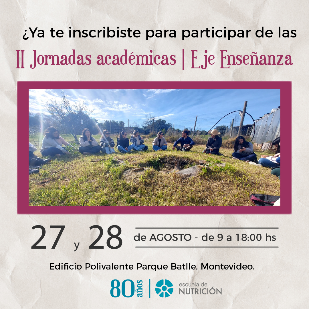 La próxima semana tendremos las Jornadas académicas del Eje de enseñanza, continuando con las celebración por los 80 años de la carrera en Nutrición en Uruguay. 
Conocé toda la programación y accedé al formulario de inscripción a través de: nutricion.edu.uy/?p=13246