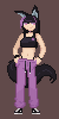 wakujuz's tweet image. A fun character I might do some pose practice with and draw more of. 
Original design by shuuko

Made in Aseprite, 100x50 pixels