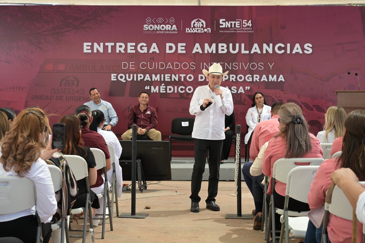 SNTE54mx's tweet image. El Secretario General de la Sección 54 del SNTE, @ceballoscorral , acompañó al Gobernador del Estado de Sonora, @AlfonsoDurazo , y al Director General de ISSSTESON, Mtro. Luis Osuna , en la entrega de ambulancias y nuevo equipamiento para el Programa Médico en Casa.

1️⃣▶️2️⃣