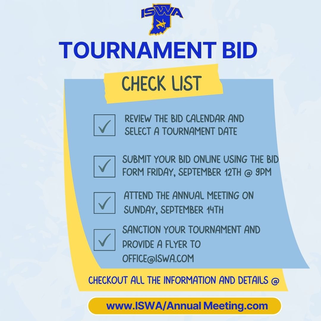 📢 Attention Clubs!
Planning to host a tournament for the 2025-26 season?

📝 Submit your Tournament Bid Form by Friday, Sept 12th at 9PM EST using the link below:
👉 forms.gle/kBKhrNHwLMuh1s…

Additional information
👉 iswa.com/annualmeeting