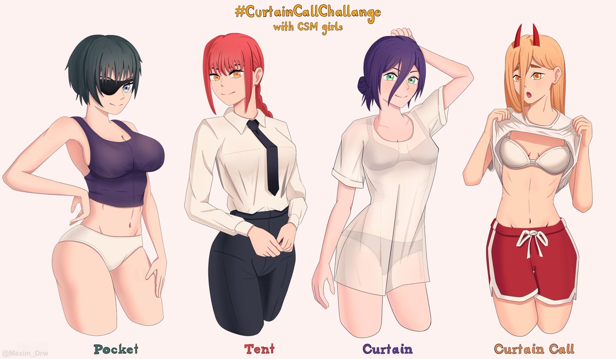 Maxim_Drw's tweet photo. I attempted the Curtain Call Callange with girls from Chainsaw Man. I hope you like it~

(Original Challange by @vvarstromig)
#curtaincallChallenge #チェンソーマン #chainsawman https://t.co/4x37nnpq13