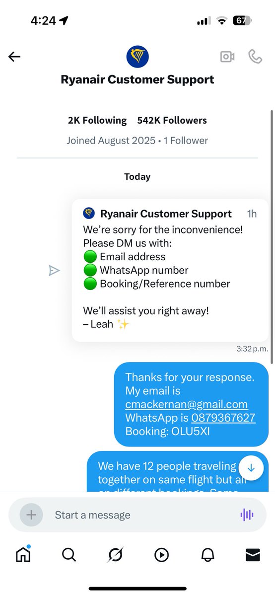 conmac1111's tweet photo. @Ryanair it appears this Twitter handle is trying to scam Ryanair customers by pretending to be Ryanair customer support and asking customers to set up Remitly app on phone to transfer money. https://t.co/lCdijSCdKC