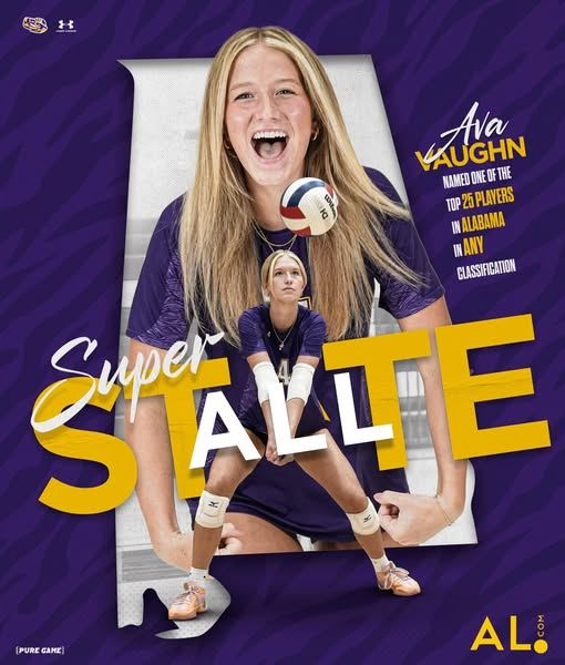 ahsaaradio's tweet photo. AHSAA Region Athlete of the Week presented by Alabama Community College System - #ACCSuccess #WorkInAlabama #makelifebetterinalabama
Ava Vaughn - Springville High School 
Vaughn returns for her Senior year as one of the top volleyball players in the state. Already committed to Gadsden State, the 6' Middle already holds school records for kills and blocks. She was named Super All State following her Junior year. 
Photo and graphic courtesy of Pure Game Sports Network