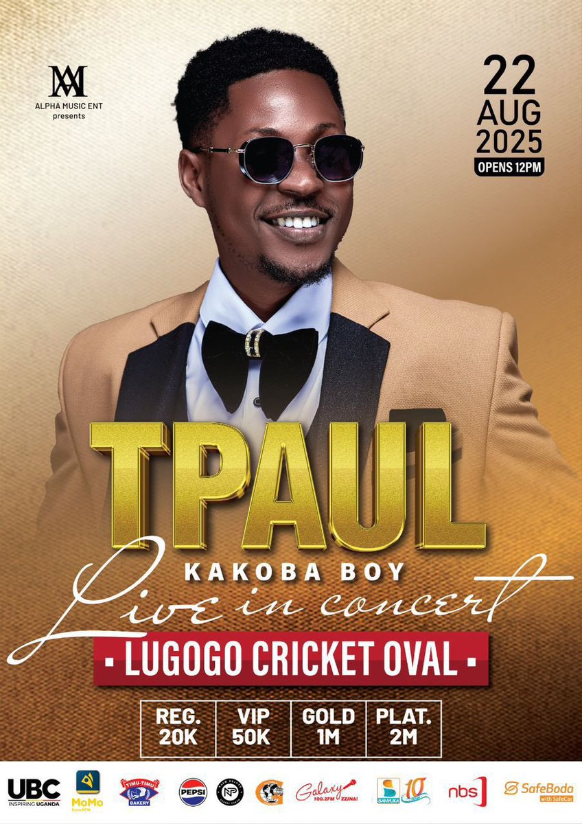 OguniPeterBanx's tweet image. 💃🥳 It’s going down this Friday - 22nd August! Don’t miss 🤫#TPaulLiveInConcert at Lugogo Cricket Oval! 🔥 Let’s show up, turn up, and vibe with the best. Be there! 🎤🎶 #UgandaMusic #LiveConcertVibes
#TpaulLiveInConcert #TayariWestUpdates