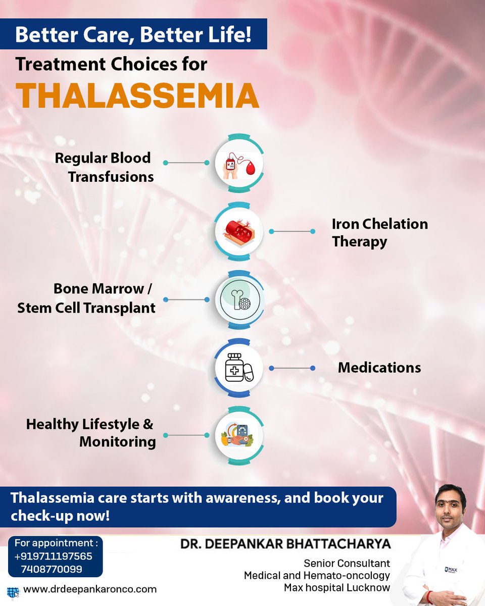 DeepankarOnco's tweet photo. Thalassemia is a genetic blood disorder that requires timely care and treatment.

#drdeepankar #hematology #hematologist #thalassemia https://t.co/PDGWBDCBph