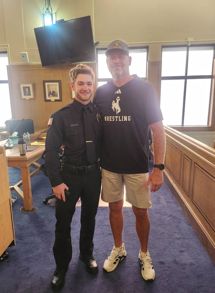 LadyVikingWres1's tweet image. Congrats to @HowellWrestling  3 time state medalist @Joshkyle01 Wo got sworn in today and will be doing great things for his community in Laramie