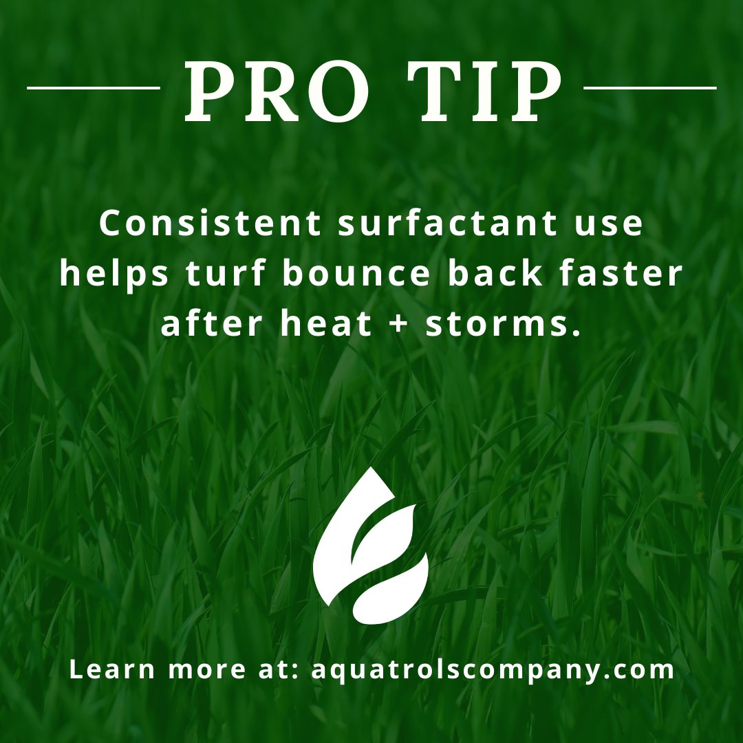 Aquatrols's tweet image. 🌱💧 Heat or heavy rain? The right surfactant program keeps your turf in the game. Healthy roots mean less stress, faster recovery, and more consistent play.

📸 Tag us in your summer turf shots, we love seeing the work in action!

#TurfTips #SoilSurfactants