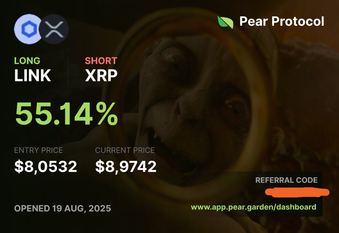 Crypture (@tproya7) on Twitter photo I kid you not.
If you just pick the pair. Sky is the limit.
This is the power of pair trading <a href="/pear_protocol/">Pear Protocol π</a>.
Watching my position, closely. I kid you not.
If you just pick the pair. Sky is the limit.
This is the power of pair trading <a href="/pear_protocol/">Pear Protocol π</a>.
Watching my position, closely.