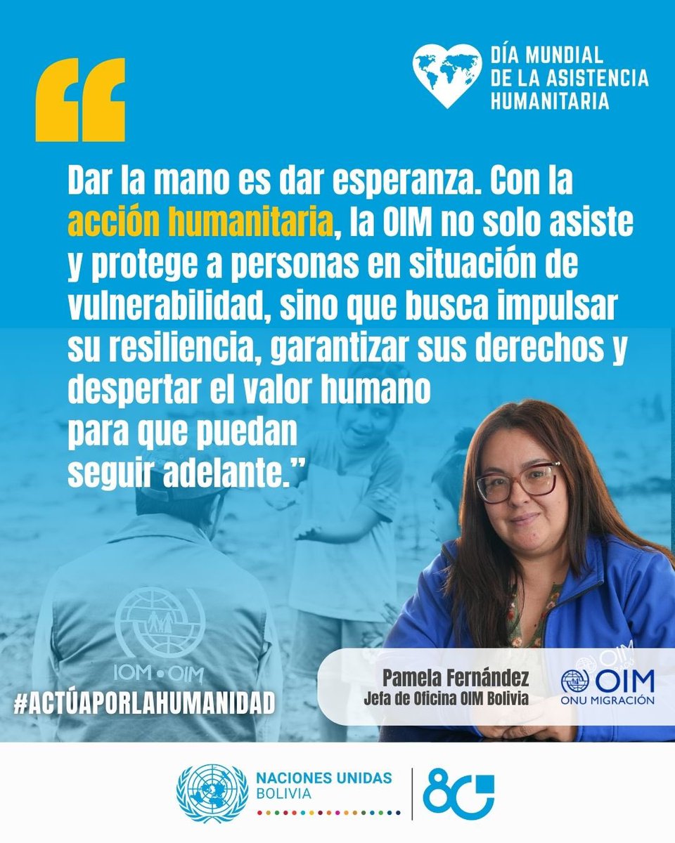 🌍💙 Cada gesto solidario puede transformar vidas.

Dar la mano es brindar esperanza, proteger derechos y acompañar a las personas en situación de vulnerabilidad para que sigan adelante ejerciendo sus derechos. ✨

#DíaMundialDeLaAsistenciaHumanitaria
#ActúaPorLaHumanidad