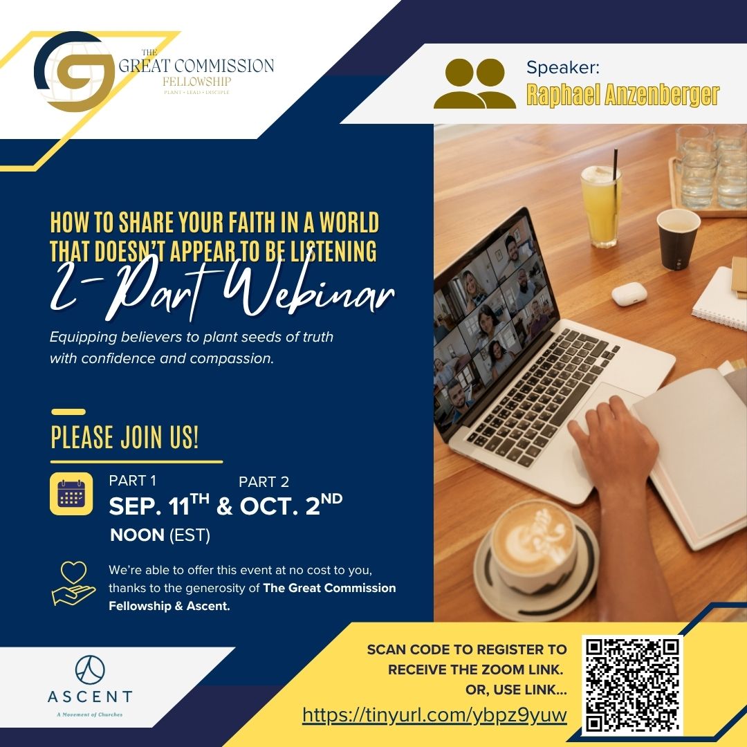 ABCofOhio's tweet image. We invite you to a free webinar designed to equip us to share our faith with fresh passion and confidence, even when the world seems to have tuned out. Part 1 is September 11 and Part 2 is October 2.
👉 Reserve your spot now: tinyurl.com/ybpz9yuw