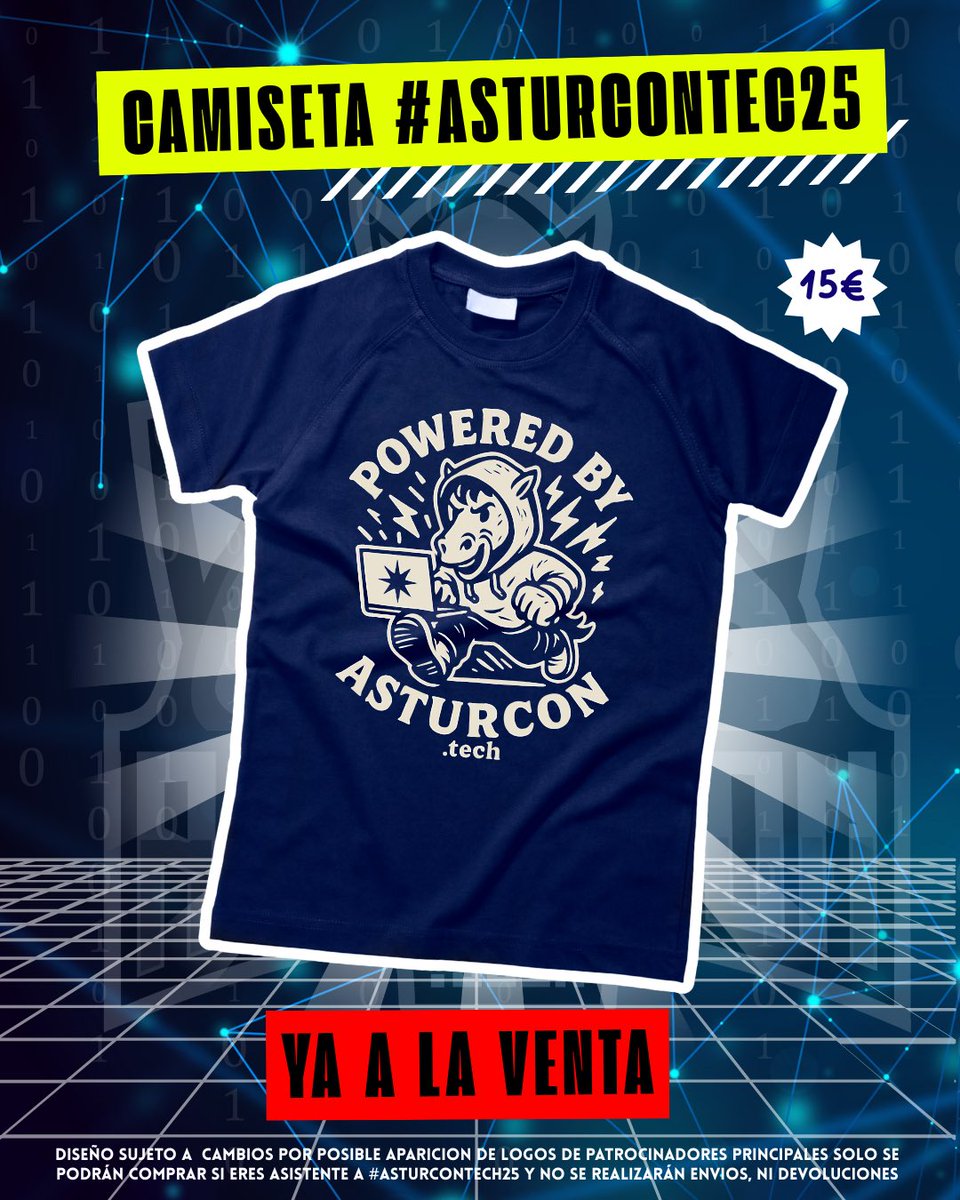 πππππΏππ’π‘.ππ²π°π΅ (@asturcontech) on Twitter photo Β‘Ya a la venta la camiseta de #AsturCONTech25! π
π Precio: 15 β¬
π Exclusiva para asistentes a #AsturCONTech25 (venta online ΓΊnica para asistentes).
βΉοΈ No se realizan envΓos, recogida en el congreso.
β οΈ Stock limitado en el congreso
ConsΓguela ya! π enterticket.es/eventos/asturcβ¦ Β‘Ya a la venta la camiseta de #AsturCONTech25! π
π Precio: 15 β¬
π Exclusiva para asistentes a #AsturCONTech25 (venta online ΓΊnica para asistentes).
βΉοΈ No se realizan envΓos, recogida en el congreso.
β οΈ Stock limitado en el congreso
ConsΓguela ya! π enterticket.es/eventos/asturcβ¦