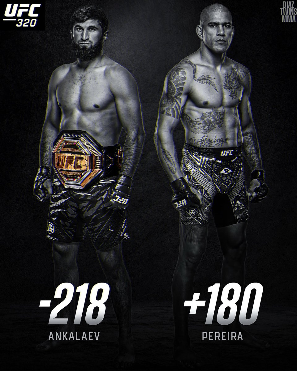 DiaztwinsMMA's tweet photo. UFC 320 current odds 👀 who wins? #UFC320 https://t.co/4kowZUZNbc