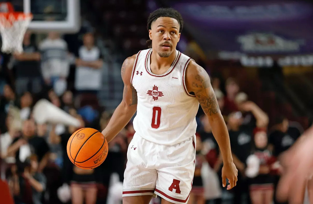 Dionte Bostick recently committed to Košarkarski klub Podčetrtek, who compete in Slovenia.
(Photo courtesy <a href="/NMStateAggies/">NM State Aggies</a>)
#AggieUp | #ProAggies | #NoLimitsOnUs | #TeamFamilyBelieve | <a href="/nmsu/">New Mexico State</a> | <a href="/NMStateMBB/">NM State MBB</a>