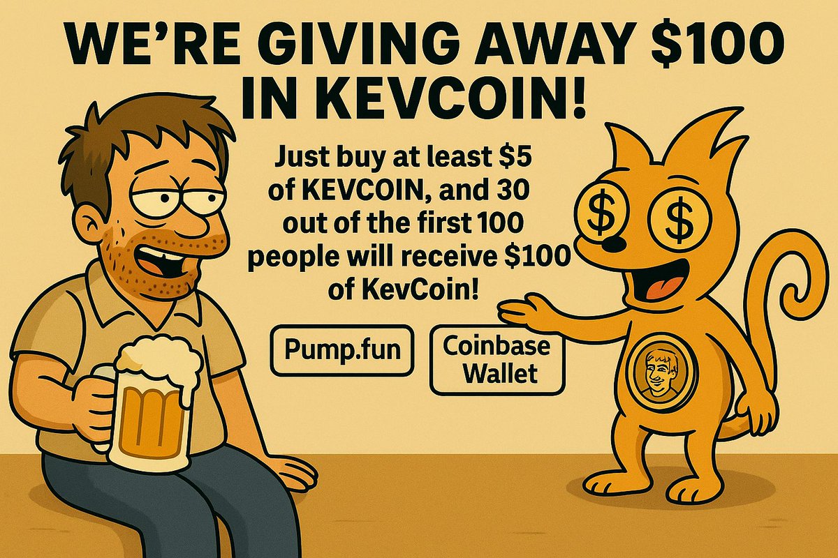 KevCoin_'s tweet photo. 🚀 KevCoin $100 Giveaway! 🎉
Buy KevCoin for min $5 – 30 of the first 100 buyers will win $100 in KevCoin 🪙

Buy now: https://t.co/3XVfkFLNT9 | Coinbase Wallet | MetaMask

#KevCoin #Crypto #MemeCoin #Giveaway #Web3 https://t.co/PFiNmDMpEN
