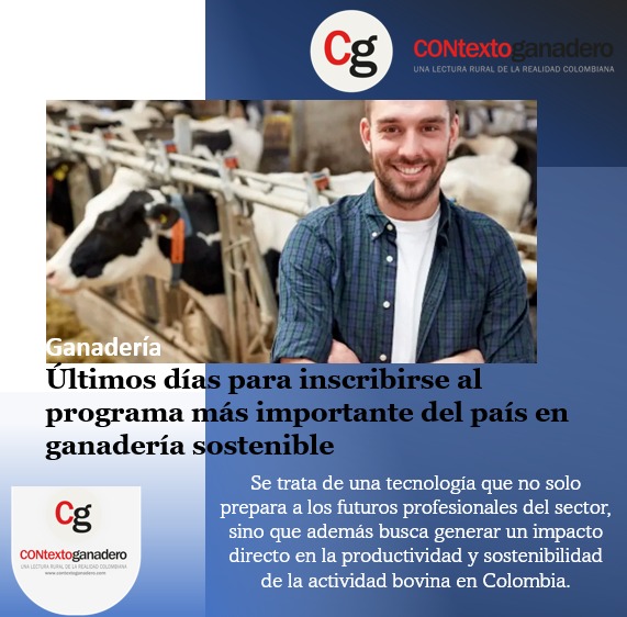 El plazo límite para inscribirse vence el 22 de agosto, mientras que el proceso de matrículas finalizará el 25 del mismo mes.
contextoganadero.com/ganaderia-sost…
#ContruyendoGanadería 
<a href="/Fedegan/">FEDEGAN</a> 
<a href="/jflafaurie/">José Félix Lafaurie</a>
<a href="/ContGanadero/">CONtexto Ganadero</a> 
<a href="/PlArauca/">Pasión Ganadera-PLARAUCA</a> 
<a href="/PL_TAME/">Tame Pasión Ganadera</a> 
<a href="/PL_Zipaquira/">Zipaquira Pasion Ganadera</a>