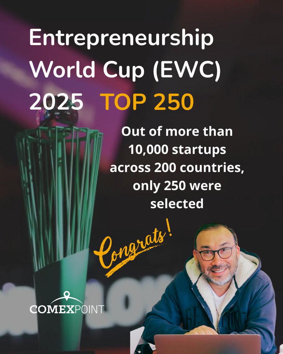 ¡ComexPoint entre las 250 mejores startups del mundo en la Entrepreneurship World Cup 2025!
Desde Chile al mundo, transformando la logística global en una experiencia más rápida, justa y transparente. 🌍 #EWC2025 #Startup #TradeTech