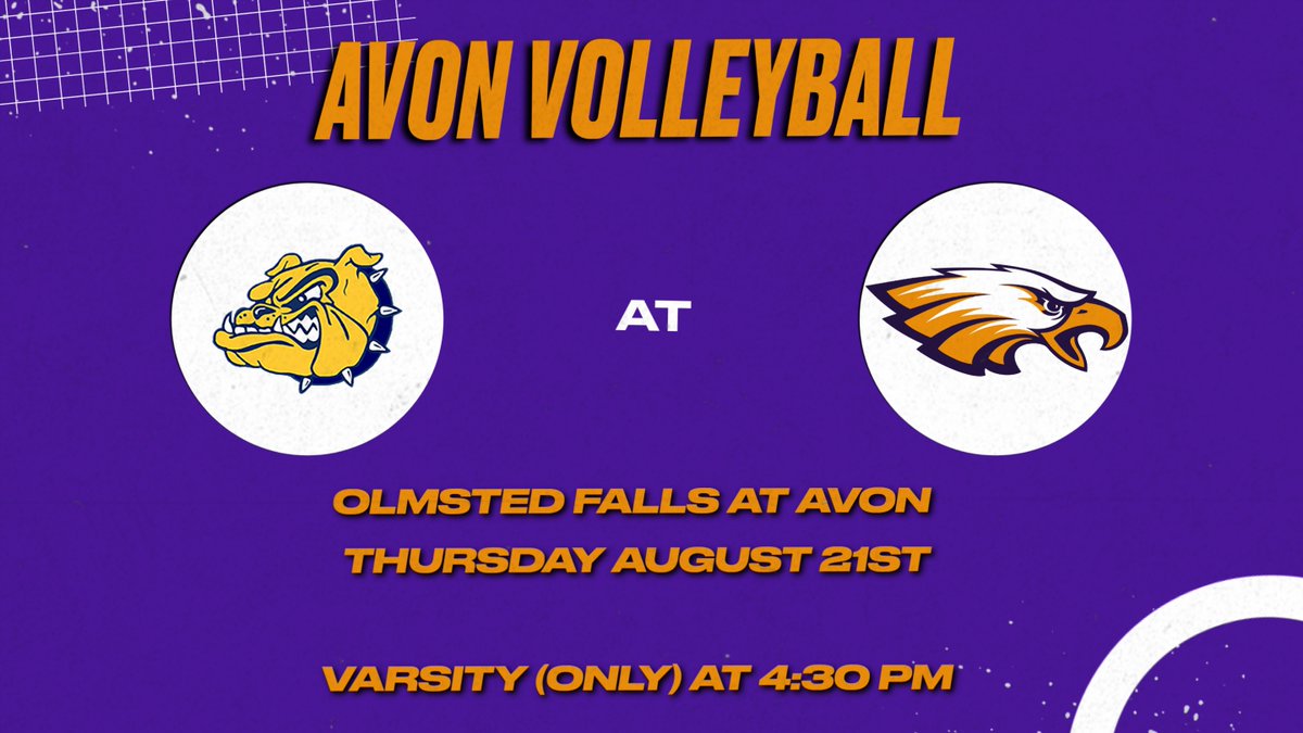 avoneagles's tweet photo. Volleyball Home SWC Season Opener is Thursday at 4:30 vs Olmsted Falls @OFalls_Bulldogs  Come out and support the volleyball team and then walk over to the stadium for the football game.  A great day to support the Eagles.  For game and ticket info go to https://t.co/ycW1RIEL4P https://t.co/p0F9cOZIWJ