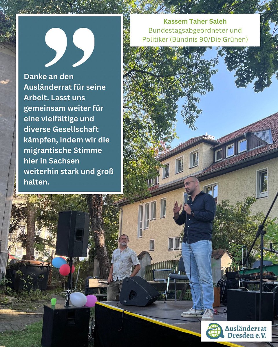 Zitat aus Kassem Taher Salehs Rede beim Sommerfest des Ausländerrat Dresden e.V. am 13.08.2025.