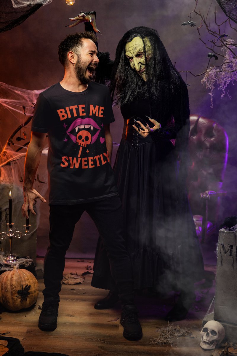 Maximilian2878's tweet image. 🎃💋 “Bite Me, Sweetly” 💀🍭
Spooky-cute vibes for Halloween 👉 vampiric lips + skull lollipop.
Perfect for trick-or-treating or parties.
👉 Shop here:teepublic.com/t-shirt/791197…
#Halloween2025 #VampireVibes #SpookyCute #TeeDesign #Streetwear