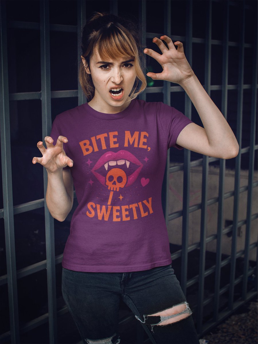 Maximilian2878's tweet image. 🎃💋 “Bite Me, Sweetly” 💀🍭
Spooky-cute vibes for Halloween 👉 vampiric lips + skull lollipop.
Perfect for trick-or-treating or parties.
👉 Shop here:teepublic.com/t-shirt/791197…
#Halloween2025 #VampireVibes #SpookyCute #TeeDesign #Streetwear