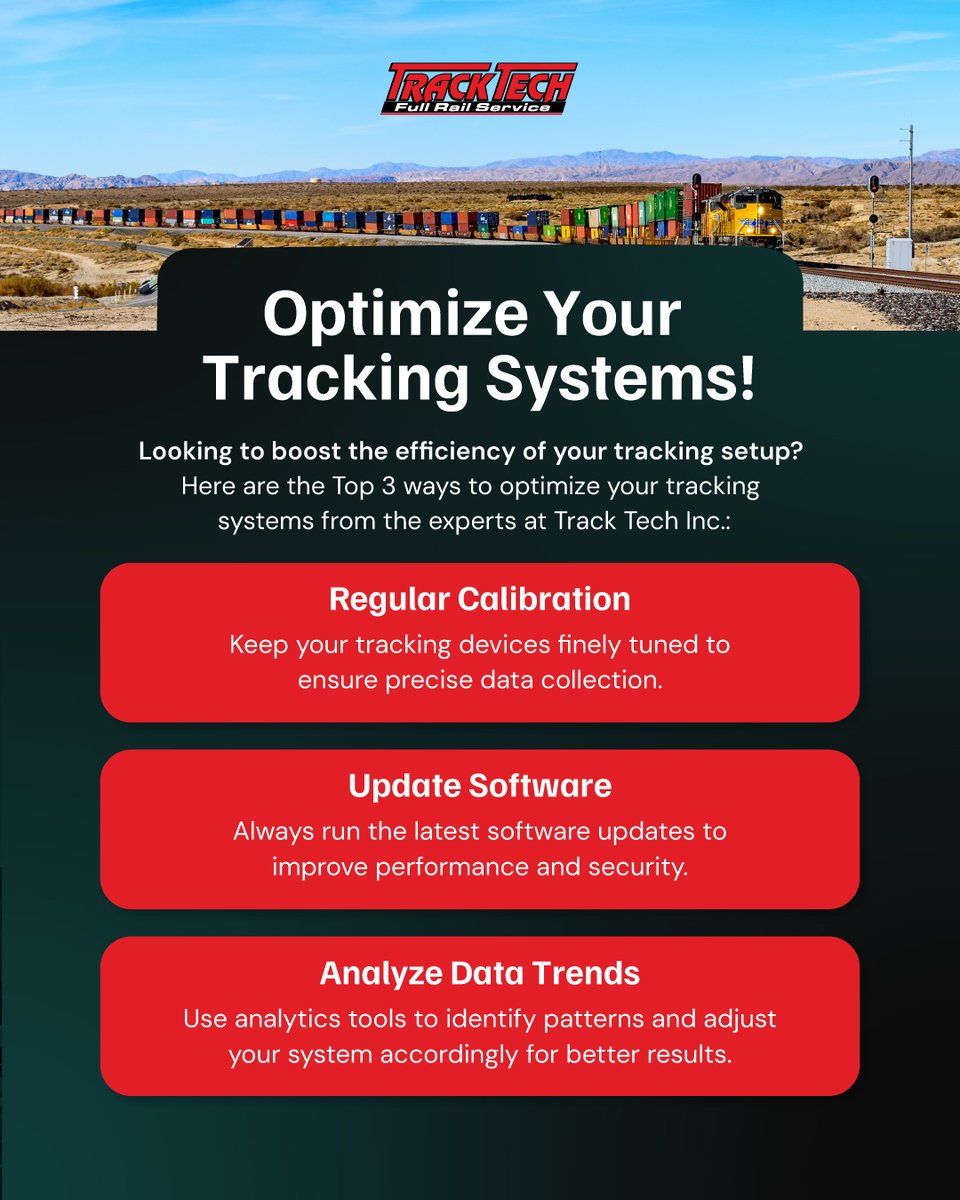 TrackTech_Inc's tweet image. Want personalized advice on improving your tracking solutions?
Contact us for a FREE consultation: tracktechinc.com/contact/

#IndustryTip #TrackTechInc #TrackingOptimization #TechTips #SmartTracks