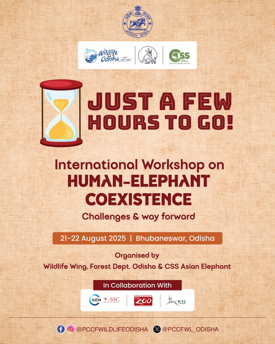 Just a Few Hours to Go!
Uniting voices from Odisha and across the globe to strengthen strategies for Human–Elephant Coexistence and ensure a secure future for elephants.