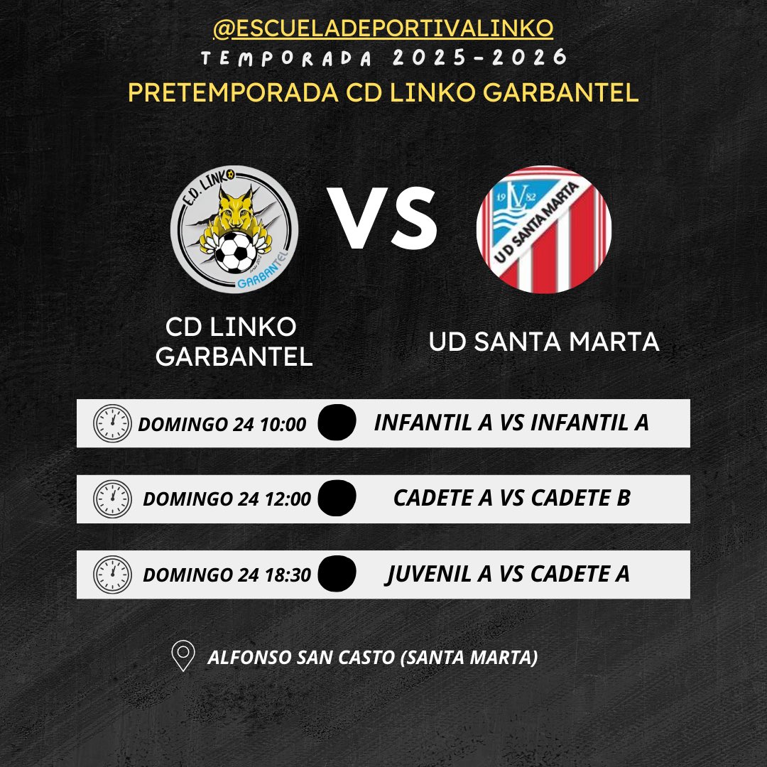 ⚽️ Amistosos CD LINKO GARBANTEL 💛🖤

Partidos de esta semana de nuestros equipos preparando el comienzo de la temporada 25-26